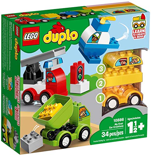 LEGO 10886 DUPLO Meine ersten Fahrzeuge, Bausteine, Spielzeug ab 1,5 Jahre, Motorikspielzeug mit LKW, Hubschrauber und Anderen Fahrzeugen von LEGO