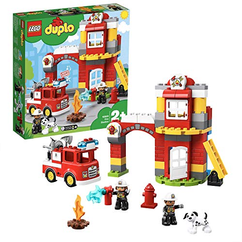 LEGO 10903 DUPLO Feuerwehrwache mit Feuerwehrauto und Feuerwehrmann-Figuren, Motorikspielzeug, Feuerwehr Spielzeug für Kleinkinder, Licht & Geräusche von LEGO