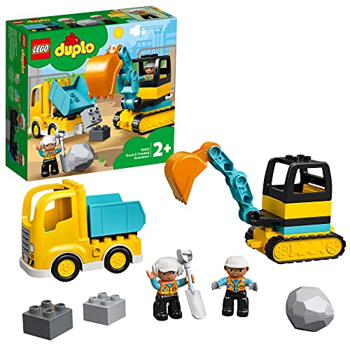 LEGO DUPLO Bagger und Laster Spielzeug mit Baufahrzeug für Kleinkinder ab 2 Jahren zur Förderung der Feinmotorik, Kinderspielzeug für Jungen und Mädchen 10931 von LEGO