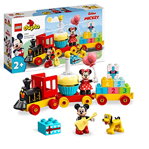 LEGO DUPLO | Disney Mickys und Minnies Geburtstagszug, Zug-Spielzeug mit Kuchen und Ballons, inkl. Micky und Minnie Maus-Figuren, Geschenk für Kleinkinder, Mädchen und Jungen ab 2 Jahren 10941 von LEGO