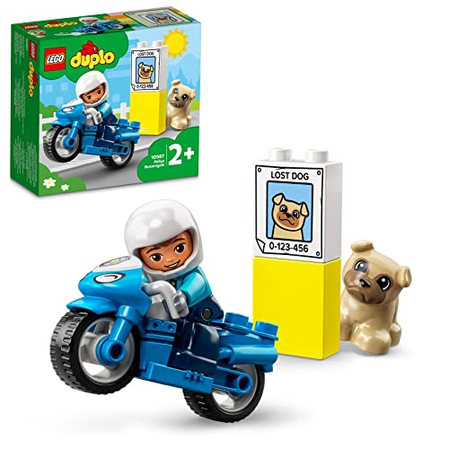 LEGO DUPLO Polizeimotorrad, Polizei-Spielzeug für Kleinkinder ab 2 Jahre, ideales Motorikspielzeug für Babys, Spielzeug-Motorrad für Mädchen und Jungen 10967 von LEGO