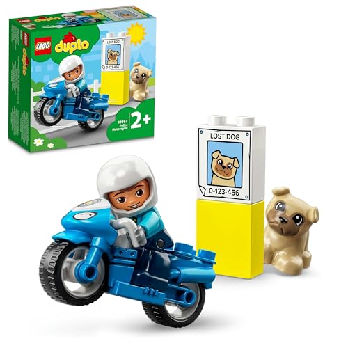 LEGO 10967 DUPLO Polizeimotorrad, Polizei-Spielzeug für Kleinkinder ab 2 Jahre, ideales Motorikspielzeug für Babys, Spielzeug-Motorrad von LEGO