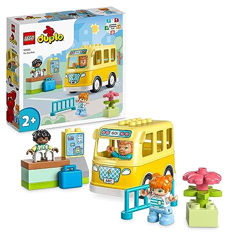 LEGO 10988 DUPLO Die Busfahrt Set, Bus-Spielzeug zum Aufbau sozialer Fähigkeiten, Motorikspielzeug mit Fahrzeug und Figuren, pädagogisches Geschenk für Kleinkinder, Jungen und Mädchen ab 2 Jahren von LEGO