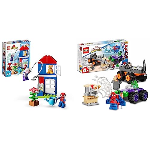 LEGO 10995 DUPLO Spider-Mans Haus & 10782 Marvel Spidey und Seine Super-Freunde Hulks und Rhinos Monster Truck-Duell, Spider-Man-Set von LEGO