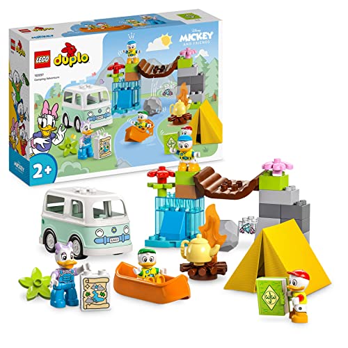 LEGO 10997 DUPLO Disney Mickey and Friends Camping-Abenteuer Set mit Wohnmobil, Kanu und Daisy Duck Figur, Bauspielzeug Geschenk für Kleinkinder ab 2 Jahren, Mädchen und Jungen von LEGO