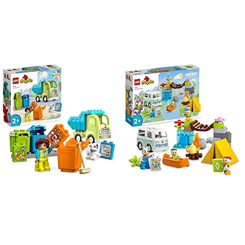 LEGO 10997 DUPLO Disney Mickey and Friends Camping-Abenteuer Set & 10987 DUPLO Recycling-LKW Müllwagen-Spielzeug von LEGO