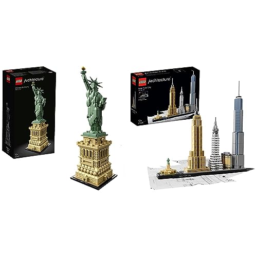 LEGO 21042 Architecture Freiheitsstatue, Mehrfarbig & 21028 Architecture - New York City, Skyline-Kollektion, Bausteine von LEGO