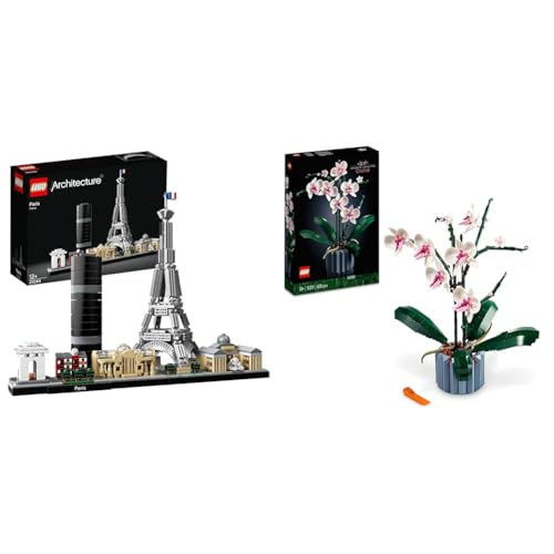 LEGO 21044 Architecture Paris, Modellbausatz mit Eiffelturm & Icons Orchidee, Künstliche Pflanzen Set mit Blumen, Modellbausatz für Erwachsene von LEGO