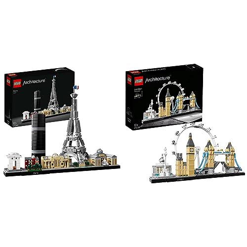 LEGO 21044 Architecture Paris, Modellbausatz mit Eiffelturm und Louvre-Modell, Skyline-Kollektion, Haus- und Raum-Deko, Geschenkideen für Sammler & Architecture 21034 - London Skyline Collection Set von LEGO