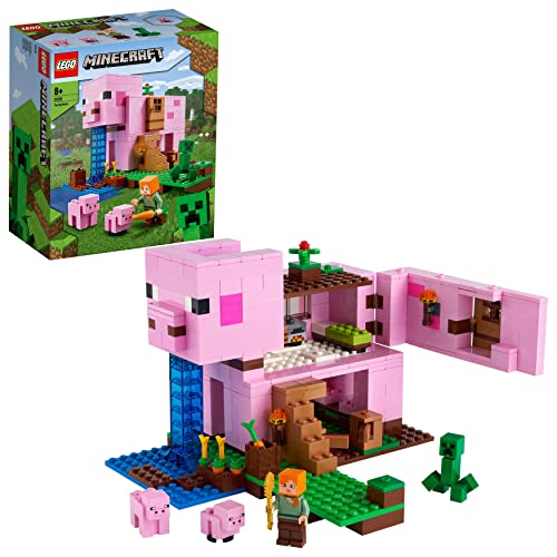 LEGO 21170 Minecraft Das Schweinehaus, Bauset mit Figuren inkl. Alex, Creeper und 2 Schweinefiguren, Tier-Spielzeug, Konstruktionsspielzeug, Geschenk für Jungen, Mädchen und alle Kinder ab 8 Jahren von LEGO