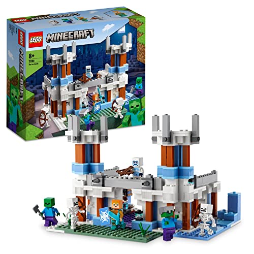 LEGO 21186 Minecraft Der Eispalast Set, Spielzeug-Schloss mit 6 Charakteren, inkl. Königlicher Krieger mit Diamantschwert, Skelett und Zombie-Figuren, Geschenk für Kinder ab 8 Jahren von LEGO