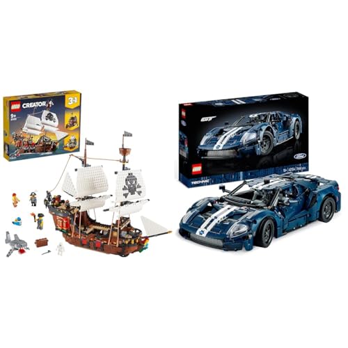 LEGO 31109 Creator 3-in-1 Piratenschiff Set & 42154 Technic Ford GT 2022 Auto-Modellbausatz für Erwachsene, Supercar im Maßstab 1:12 mit authentischen Merkmalen, fortschrittliches Sammlerset von LEGO