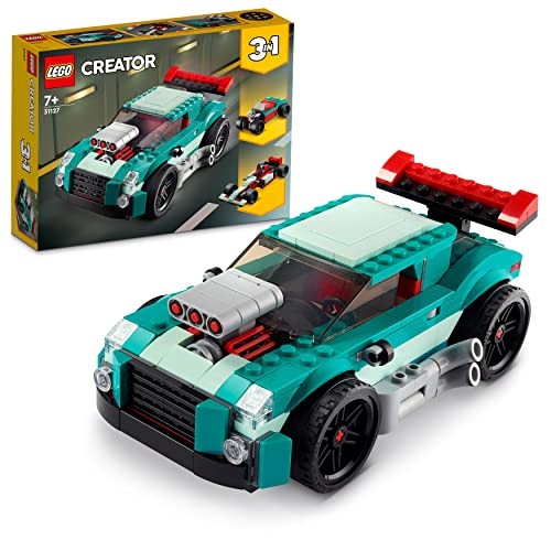 LEGO 31127 Creator 3-in-1 Straßenflitzer: Rennwagen, Muscle Car und Hot Rod, Modellauto Bausatz, Spielzeugauto Geschenkideen für Jungen und Mädchen von LEGO