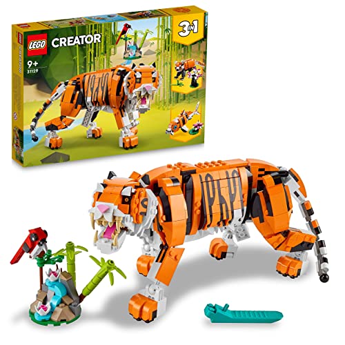 LEGO 31129 Creator Majestätischer Tiger, Panda oder Fisch, 3-in-1 Tierfiguren-Set, Spielzeug für Kinder, Jungen und Mädchen, Konstruktionsspielzeug mit Tieren von LEGO