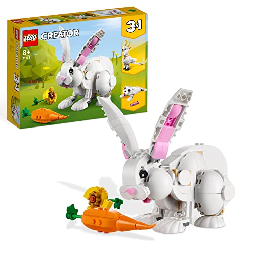 LEGO 31133 Creator 3in1 Weißer Hase Tierspielzeug Set mit Hasen-, Robben- und Papageienfiguren, Baustein-Konstruktionsspielzeug für Kinder ab 8 Jahren von LEGO