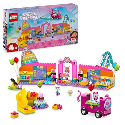 LEGO 4+ Gabbys Puppenhaus Gabbys Partyraum, Disco-Spielset mit Rutsche und Tierfiguren für kreative Rollenspiele, Geschenk für Mädchen und Jungen ab 4 Jahren 10797 von LEGO