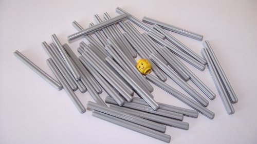 LEGO 40 Stück TECHNIC Achse 7L hellgrau und EIN gelber Wendekopf von LEGO