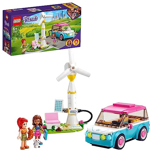 LEGO 41443 Friends Olivias Elektroauto Set, Spielzeug ab 6 Jahren mit Mini-Puppen Olivia & Mia und Spielzeugauto, Lernspielzeug für Mädchen und Jungen von LEGO