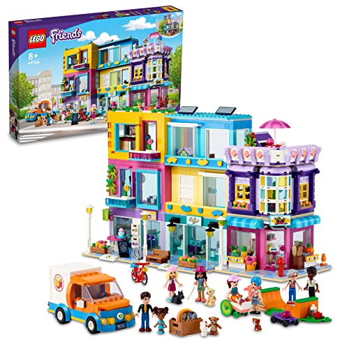 LEGO 41704 Friends Wohnblock in Heartlake City mit Friseursalon und Café, Puppenhaus mit 7 Minipuppen, Hausmodell mit Wohngebäuden, Kinderspielzeug von LEGO