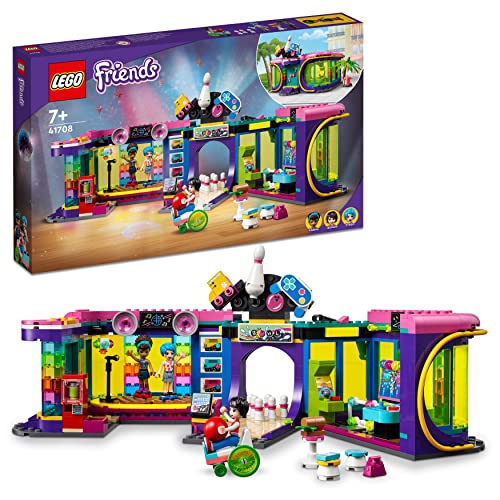 LEGO 41708 Friends Rollschuhdisco Spielzeug mit Arcade und Bowlingbahn, inkl. 3 Mini-Puppen, darunter Andrea, Evelyn und Jackson, als Geschenk für Kinder ab 7 Jahren von LEGO