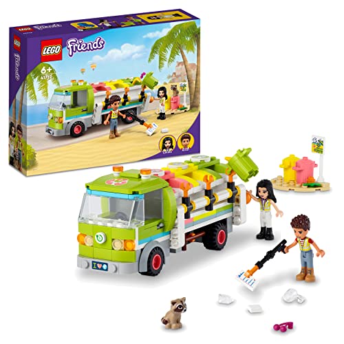 LEGO 41712 Friends Recycling-Auto, Lernspielzeug für Kinder, Jungen und Mädchen ab 6 Jahren, Spielzeug-Müllwagen mit Emma und River Mini-Puppen von LEGO