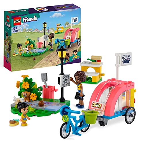 LEGO Friends Hunde-Rettungsfahrrad, Tierrettung-Spielzeug mit Welpen-Tierfiguren und Mini-Puppen aus 2023 für Kinder ab 6 Jahren, Tier- und Welpen-Pflege 41738 von LEGO