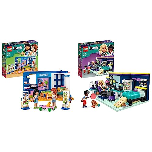 LEGO 41739 Friends Lianns Zimmer, Mini-Spielzeug zum Thema Kunst & 41755 Friends Novas Zimmer Gaming Spielzeug mit Zac Mini-Puppe und Pickle der Hund, kleine Geschenke für Kinder ab 6 Jahren von LEGO