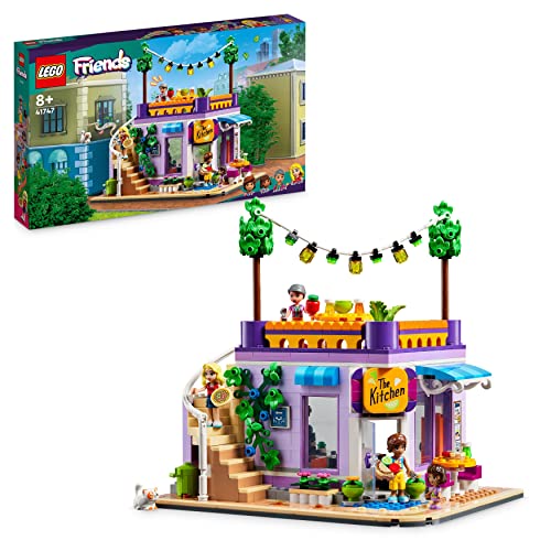 LEGO 41747 Friends Heartlake City Gemeinschaftsküche Spiel-Set mit Koch-Zubehör, 3 Mini-Puppen und der Katzen-Figur Churro, Spielzeugküche für Kinder ab 8 Jahren von LEGO