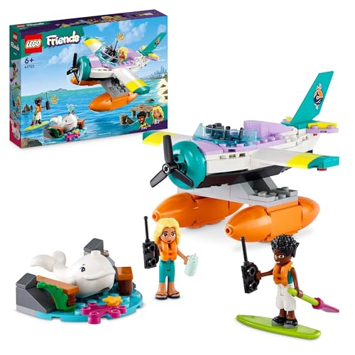 LEGO 41752 Friends Seerettungsflugzeug, Flugzeug-Spielzeug mit Wal-Figur und Mini-Puppen, Tier-Pflege Geschenk zum Geburtstag für Mädchen, Jungen und Kinder ab 6 Jahren von LEGO