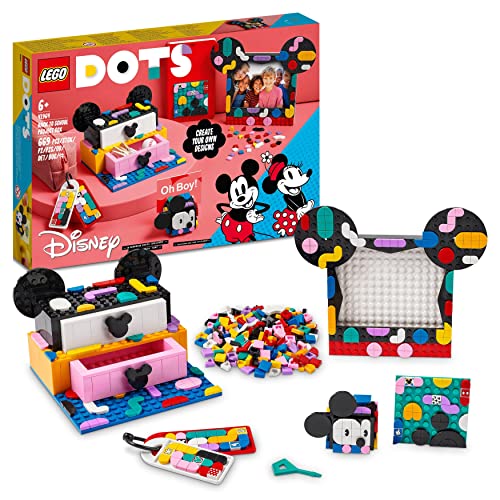 LEGO 41964 DOTS Micky & Minnie Kreativbox zum Schulanfang, 6-in-1 Bastelset mit Taschenanhängern, Aufkleber und Büro-Set Spielzeug, Geschenkidee für Kinder von LEGO