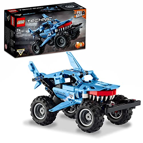 LEGO 42134 Technic Monster Jam Megalodon Modellbausatz, 2in1 Monster Truck im Hai-Design, Spielzeug-Auto mit Rückziehmotor, Geschenk für Kinder, Jungen und Mädchen ab 7 Jahren von LEGO