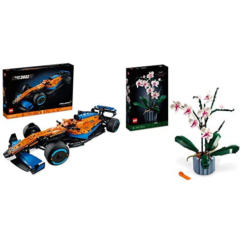 LEGO 42141 Technic McLaren Formel 1 Rennwagen, Rennauto Modellbausatz, 2022 Modellauto-Set für Erwachsene & 10311 Icons Orchidee Set für Erwachsene zum Basteln von Zimmerdeko mit künstlichen Pflanzen von LEGO
