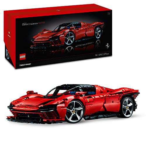 LEGO Technic Ferrari Daytona SP3 Modellauto-Bausatz im Maßstab 1:8, roter Super-Sportwagen, erweitertes Auto-Modell Sammlerstück, Ultimate Car Concept, Auto-Geschenk 42143 von LEGO
