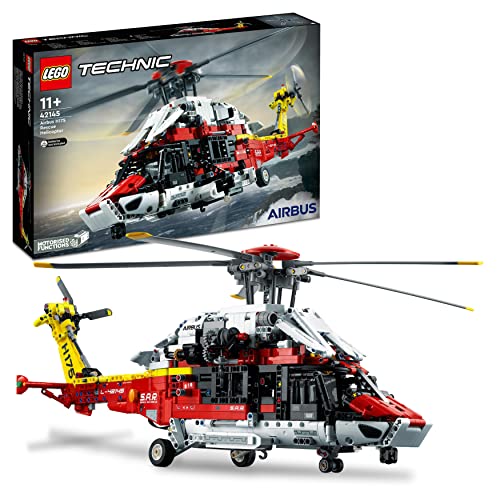 LEGO 42145 Technic Airbus H175 Rettungshubschrauber, Modellbausatz für Kinder, Spielzeug-Hubschrauber mit drehbaren Rotoren und motorisierten Funktionen, Lernspielzeug von LEGO