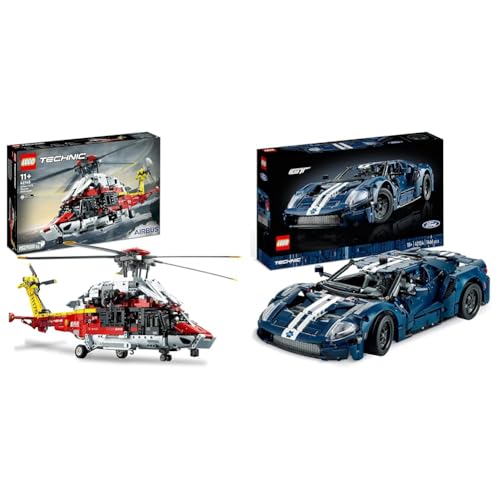 LEGO 42145 Technic Airbus H175 Rettungshubschrauber & 42154 Technic Ford GT 2022 Auto-Modellbausatz für Erwachsene, Supercar im Maßstab 1:12 mit authentischen Merkmalen, fortschrittliches Sammlerset von LEGO