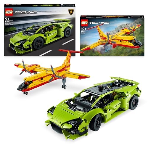 LEGO Technic Bundle: Inklusive Löschflugzeug (42152) und Lamborghini Huracán Tecnica (42161) Sportwagen-Modell, Fahrzeug-Spielzeug zum Bauen, Geschenk-Idee für Kinder ab 9 Jahren, Jungen und Mädchen von LEGO