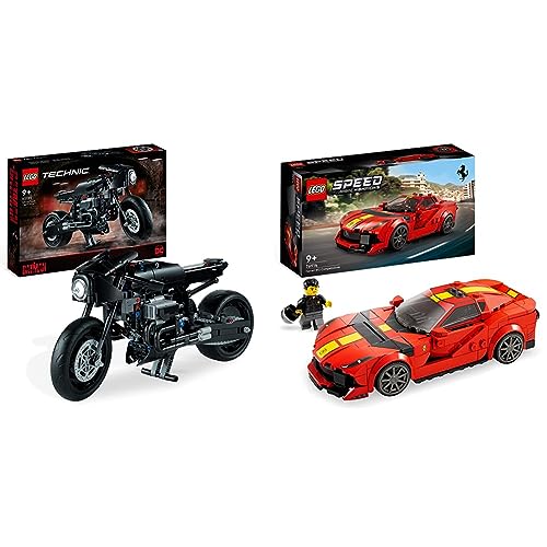 LEGO 42155 Technic The Batman - BATCYCLE Set & 76914 Speed Champions Ferrari 812 Competizione, Sportwagen und Spielzeug-Modell-Bausatz, Serie 2023, Auto-Sammlerfahrzeug-Set von LEGO