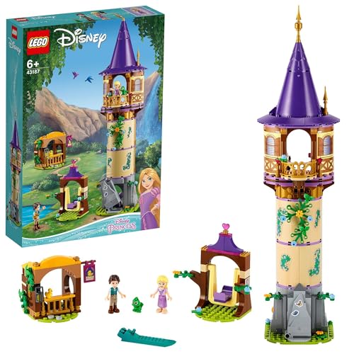 LEGO 43187 Disney Princess Rapunzels Turm Set mit 2 Mini-Puppen, Flynn Rider und Tierfigur, aus dem Film „Rapunzel – Neu verföhnt“, kreatives Spielzeug für Kinder, Mädchen und Jungen ab 6 Jahren von LEGO