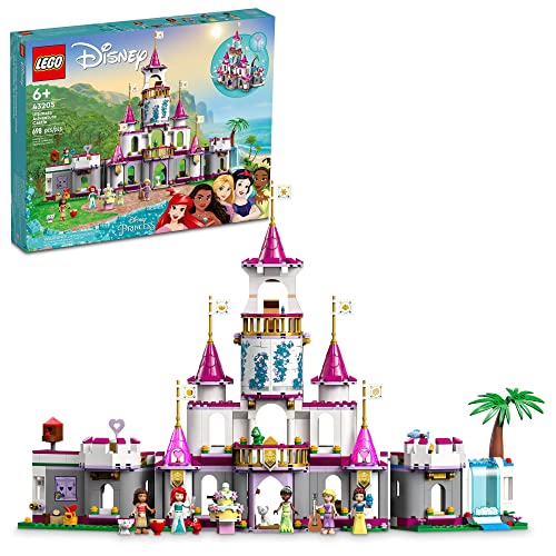 LEGO | Disney Princess Ultimatives Abenteuerschloss, Prinzessinnen-Schloss-Spielzeug, baubares Haus mit Mini-Puppen wie Ariel, Vaiana, Tiana, Geschenk für Mädchen und Jungen 43205 von LEGO