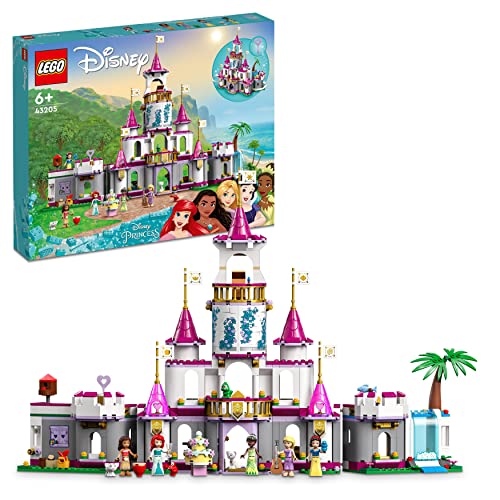LEGO 43205 Disney Princess Ultimatives Abenteuerschloss, Prinzessinnen-Schloss-Spielzeug, baubares Haus mit Mini-Puppen wie Ariel, Vaiana, Tiana, Geschenk für Mädchen und Jungen von LEGO