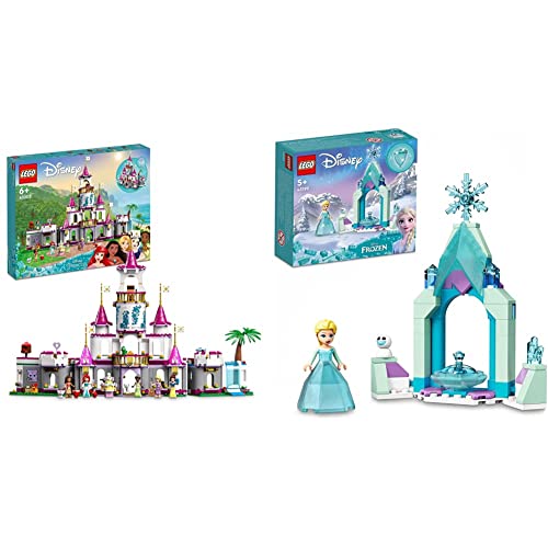 LEGO 43205 Disney Princess Ultimatives Abenteuerschloss & 43199 Disney Elsas Schlosshof, Prinzessinnen-Spielzeug zum Bauen aus Die Eiskönigin 2 mit ELSA Mini-Puppe, Diamantkleid-Kollektion von LEGO