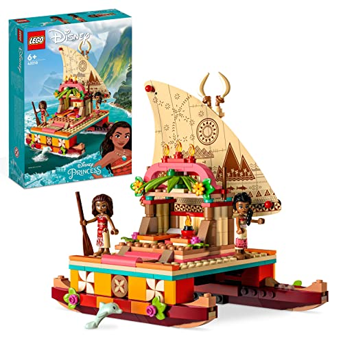 LEGO Disney Princess Vaianas Katamaran Spielzeug Boot mit Vaiana und Sina Prinzessinnen Mini-Puppen & Delfin-Figur, Geschenk für Mädchen und Jungen 43210 von LEGO