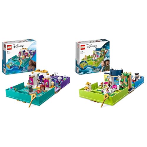LEGO 43213 Disney Prinzessin Die kleine Meerjungfrau Märchenbuch Spielzeug & 43220 Disney Classic Peter Pan & Wendy – Märchenbuch-Abenteuer Spielzeug-Set von LEGO
