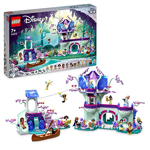 LEGO 43215 Disney Das verzauberte Baumhaus Set mit 13 Mini-Puppen, darunter Prinzessin Jasmine, ELSA und Anna, Belle, Geschenk Spielzeug für Kinder, Mädchen, Jungen ab 7 Jahren, 100 Jahre Disney von LEGO