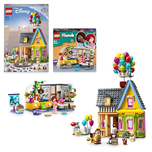 LEGO Zimmer-Bundle 2: Disney Pixar Carls Haus aus „Oben“ (43217) + Friends Aliyas Zimmer (41740) Set, mit Mini-Puppen & baubaren Spielzeugtiere-Figuren, Geschenk-Idee für Kinder, Mädchen und Jungen von LEGO