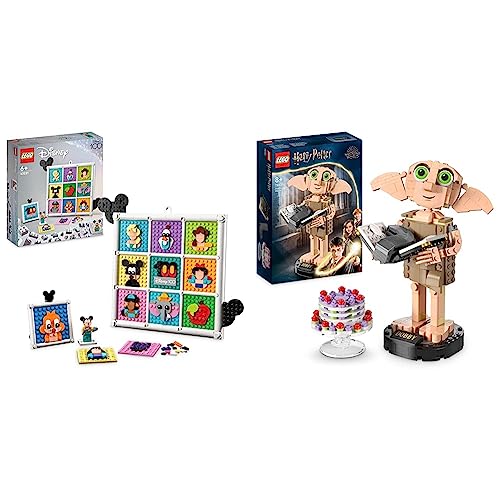 LEGO 43221 | Disney 100 Jahre Disney Zeichentrickikonen & 76421 Harry Potter Dobby der Hauself Set, bewegliche ikonische Figur von LEGO