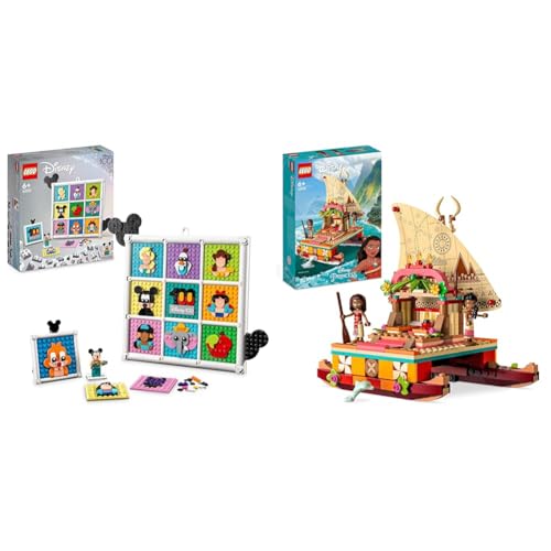 LEGO 43221 | Disney 100 Jahre Disney Zeichentrickikonen & Disney Princess Vaianas Katamaran Spielzeug Boot mit Vaiana und Sina Prinzessinnen Mini-Puppen & Delfin-Figur für Mädchen und Jungen 43210 von LEGO