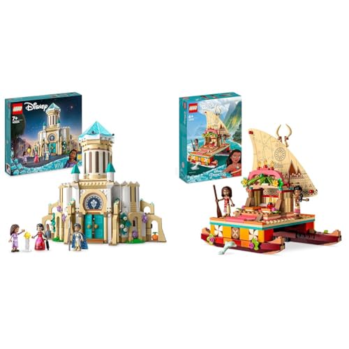 LEGO 43224 Disney Wish König Magnificos Schloss, Baubares Spielzeug aus dem Wish-Film mit Figuren & Disney Princess Vaianas Katamaran Spielzeug Boot von LEGO