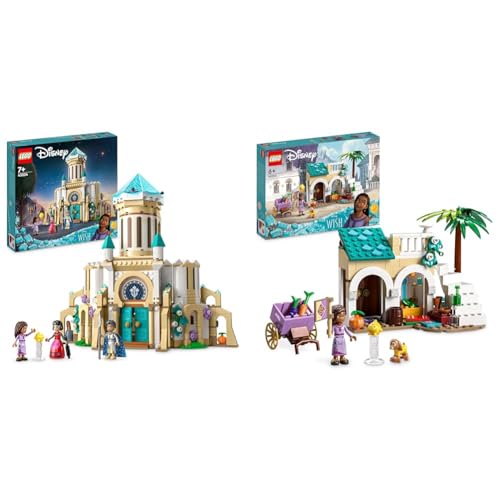 LEGO 43224 Disney Wish König Magnificos Schloss, Baubares Spielzeug aus dem Wish-Film mit Figuren & Disney Wish Asha in der Stadt Rosas, Wish-Film-Set von LEGO