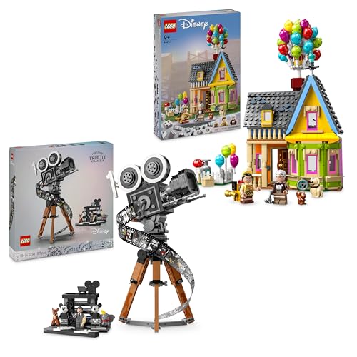 LEGO 43230 Disney Kamera – Hommage an Walt Disney & 43217 Disney and Pixar Carls Haus aus „Oben“, baubares Spielzeug mit Luftballons von LEGO